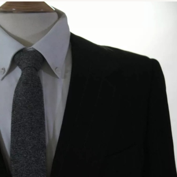 ERMENEGILDO ZEGNA BLAZER BLACK PINSTRIPE SIZE 40 - Picture 2 of 8